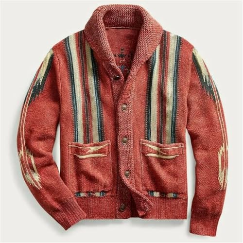 Men Casual Vintage Cardigan Knit Sweater Long Sleeve Textured Lapel Outdoor Fall Winter Outerwear3