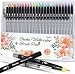 Ohuhu Watercolor Brush Markers Pen Set of 20, Water Based Drawing Marker Brushes W/ A Water Coloring Brush, Water Soluble for Adult Coloring Books Manga Comic Calligraphy, Back to School Art Supplies