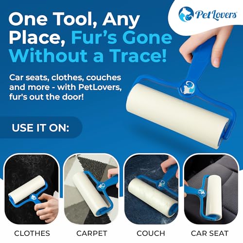 Image of PetLovers 6.3 inch Large Lint Roller for Pet Hair Extra Sticky 360 Sheets, Ideal for Pet Hair Removal from Furniture & Clothes, Dog and Cat Lint Remover 4 Pack