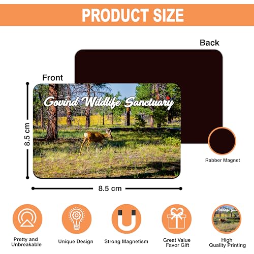 Image of Elegant Fridge Magnet with Themes |Rectangular Size Refrigerator Magnet with Magnetic Rubber Back | Pack of 1, 8.6cm X 5.4cm (Govind Wildlife Sanctuary)
