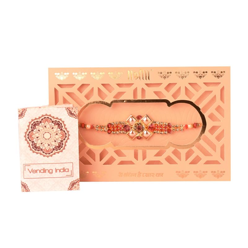 Vending India Premium Rakhi in A Laser Cut Designer Card | Rakhi Gift Bundle with Roli, Chawal, Chandan & Mishri for Brother/Sister(sh-1109) (B0CBL8XRD8) Amazon Price History, Amazon Price Tracker