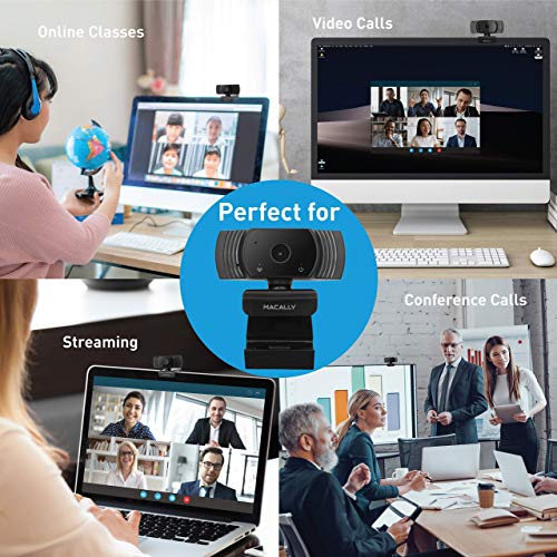 Macally Wireless Space Gray Bluetooth Keyboard and a Webcam, Be Video Conference Ready