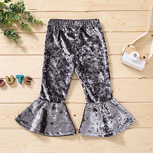 NCONCO Baby Meisje Flare Broek Ruffle Fluwelen Effen Peuter Kids Meisjes Lange Broek Broek Bell-Bottomed Leggings Broek - Image 6
