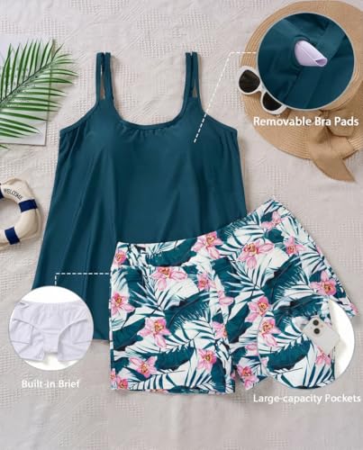 Image of Tempt Me Plus Size Tankini Swimsuits - Women Two Piece Tankini Top with Shorts Flowy Swimsuit 2025 Bathing Suits