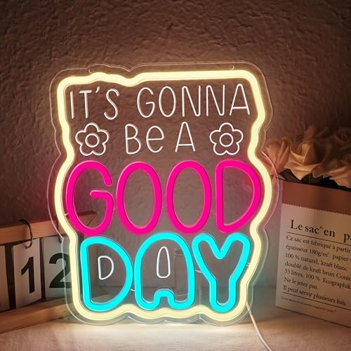 Image of Neon Sign, It's Gonna Be A Good Day Neon Signs for Wall Decor, Dimmable Acrylic Neon Lights for Living Room Bedroom Playroom Restaurant Bar Pub Club Hotel Commercial Streets Party Decorations