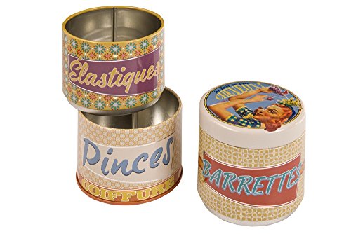 Natives 510110 3 Boîtes Empilables, Métal, Multicolore, 8,5 x 8,5 x 20 cm