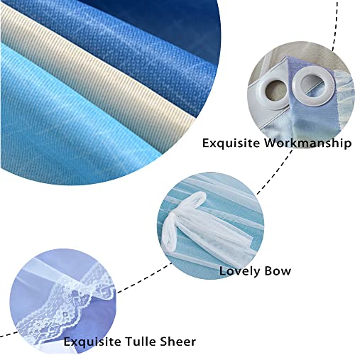 Image of Yancorp Girls Princess Bedroom Curtains - Star Pattern, 72 inch Long, Tieback & 3 Bowties (Blue Beige, W52 inch X L72 inch), 1 Panel