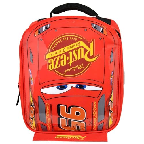 Fast Forward Kids Insulated Lunch Bag with Handle Cars Shaped Lunch Bag Pixar Design Reusable Soft Cooler Lunch Box for Boys & Girls School Daycare & Travel