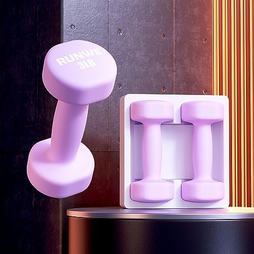 RUNWE Dumbbells Set of 2 – Cast Iron Dumbbell Pairs Options for 1 3 5 7 OR 10 LB Each, Hand Weights Sets Exercise & Fitness Dumbbell Free Weights for Child, Women, Men (Sold in One Pair Not All Sets)