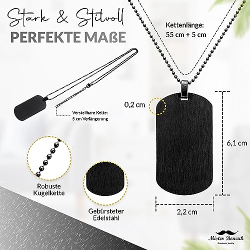 Mister Boncuk® MiliChain Premium Dog Tag kette aus Edelstahl - Herren Halskette mit Gravur - Militär kette Personalisiert