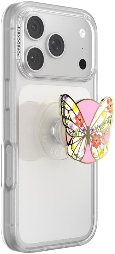 PopSockets Adhesive Phone Grip, Holder, Phone Stand, Enamel - Enamel Mariposa Bloom