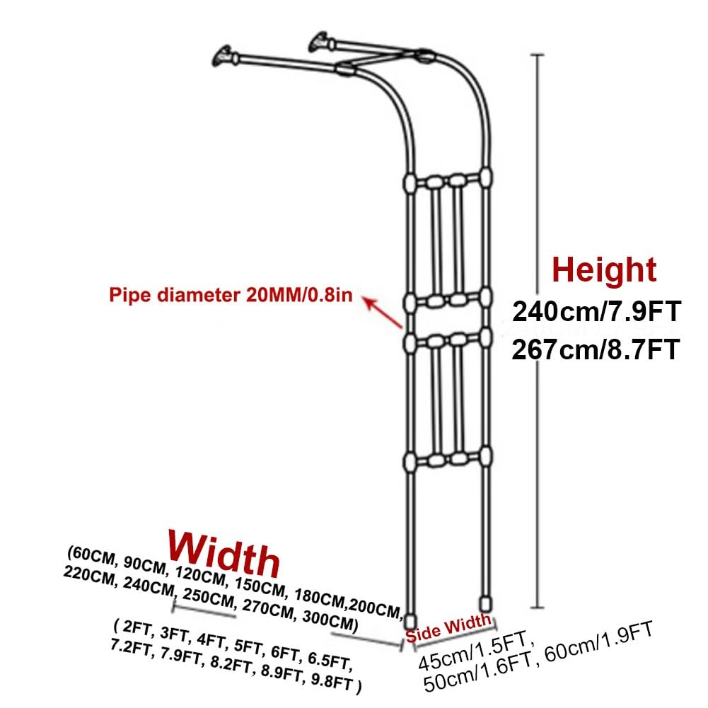 Kratka ogrodowa do roślin pnących - metalowa altana różana do użytku na zewnątrz i na podwórko 240 cm i 267 cm Opts Black Houlture Det
