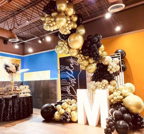 Image of Gold Balloons Different Size 18 12 10 5in Chrome Metallic Gold Balloon Garland Arch Kit Glue Point Curlling Ribbon Strip Tying Tool For Birthday Baby Shower Wedding Graduation Party Decoration