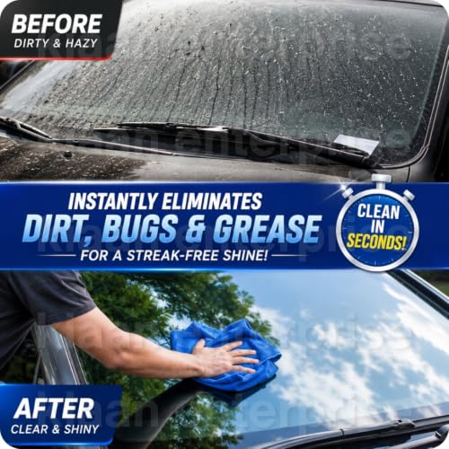 Image of Windshield Washer Fluid Car Cleaner Liquid, Wiper Fluid for Wind Shield, Windscreen Shampoo for Clear Visibility, Streak-Free Cleaning (Pack of 4)