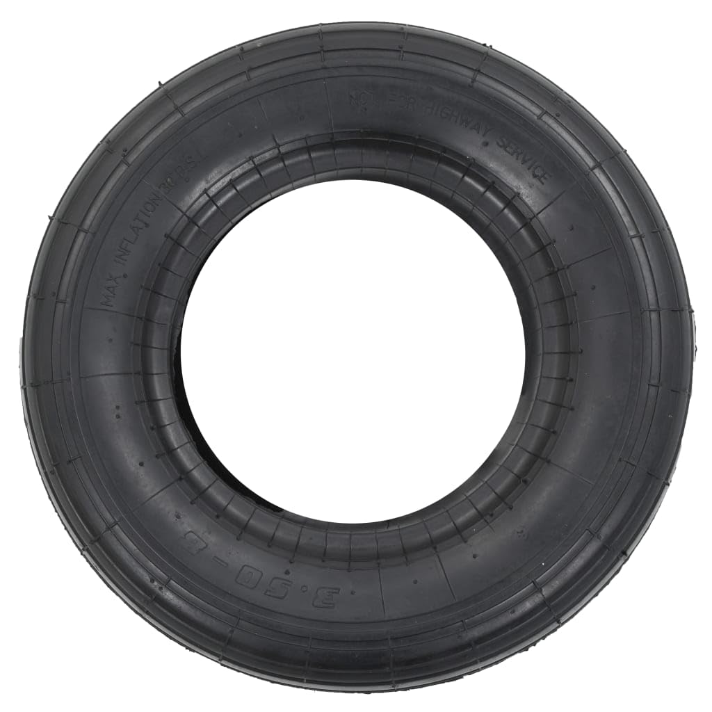 Set di 2 pneumatici per carriola 3.50-8 4PR con camera d'aria, robuste ruote di ricambio per carriola, carrello da trasporto e carrello, diametro 36 cm, portata 120 kg