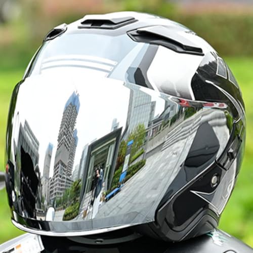 オートバイヘルメットシールド J-Cruise 1/2・J-Force 4・CJ-2対応 バイク ミラーシールド UVカット 防風 防塵 昼夜兼用 ヘルメットバイザー 取付簡単 アフターマーケット交換用 レンズ メッキシルバー