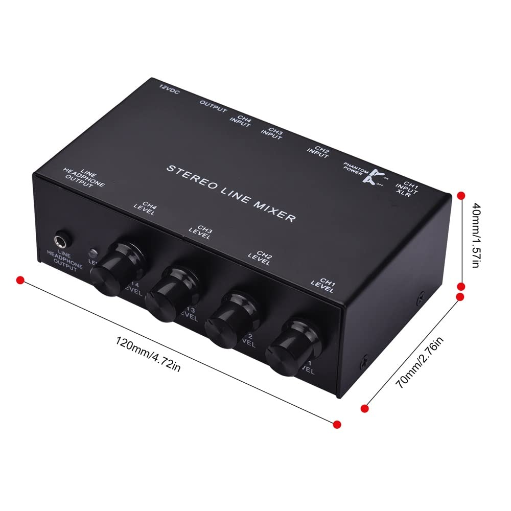 Mixer Stereo di Linea Sistema Audio Professionale Mini Mixer Stereo passivo a Quattro canali Mixer Audio Mono di Linea