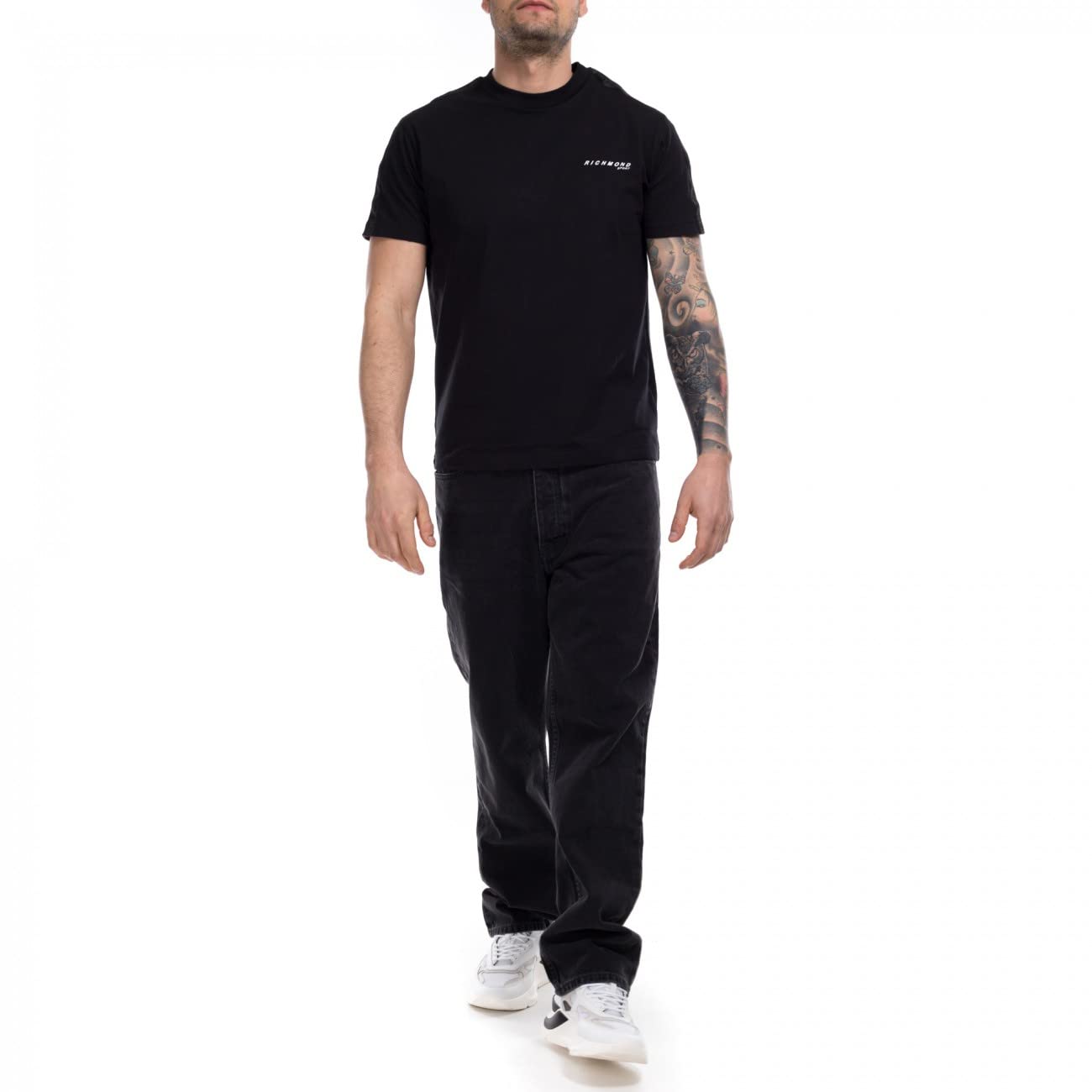 John Richmond T-Shirt Schwarz Bänder Logo, Schwarz , XXL
