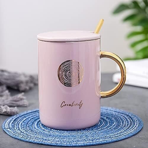Prezenty Kubek ceramiczny Kubek Ręcznie malowany Złoty Kubek Ceramiczny Różowy Śliczny Kubek ze Złotą Łyżką Dziewczyna Kubek Wody Kubek Kreatywny Kubek Studencki Para Kubek (Kolor: Duża kropka) (Colo