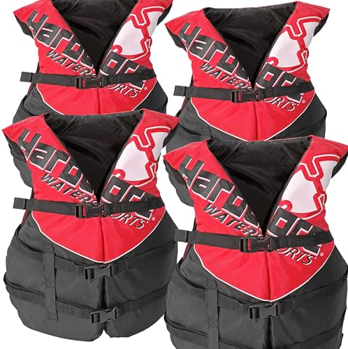 4 Pack Hardcore Coast Guard Type III PFD for Adults; Life Jacket Paddle Vest for Adults; Life Vest...