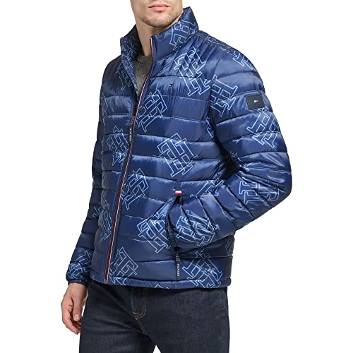 Image of Tommy Hilfiger Mens Embroidered Logo Puffer Jacket