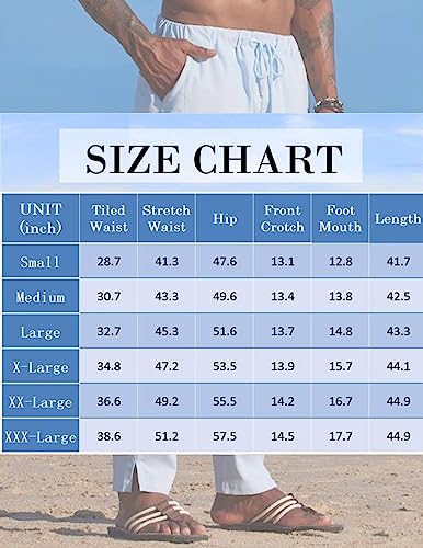 Coofandy Men Elastic Waist Linen Pants Lightweight Wide Leg Summer Leisure Pants Grey M thumb #5