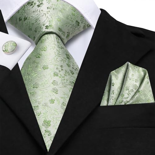 Image of Dubulle Mens Tie and Lapel Pin Paisley Striped Floral Necktie for Men Pocket Square Cufflinks 4PCS Set Wedding Party