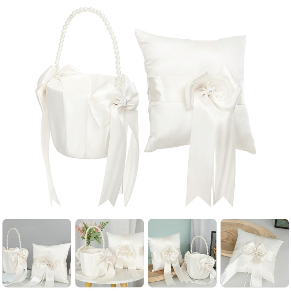 PRETYZOOM Coussin Porteur pour Alliance Mariage 1 Set Blanc en PU