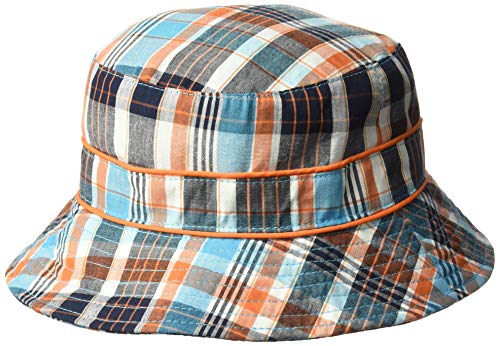 BabyBanz - Sombrero de Cubo Unisex Azul/Naranja Check 4-6 años