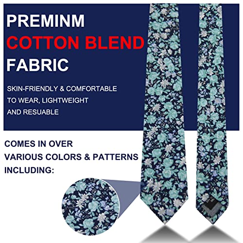 Image of Mantieqingway Floral Ties for Men Skinny Cotton Tie Flower Necktie