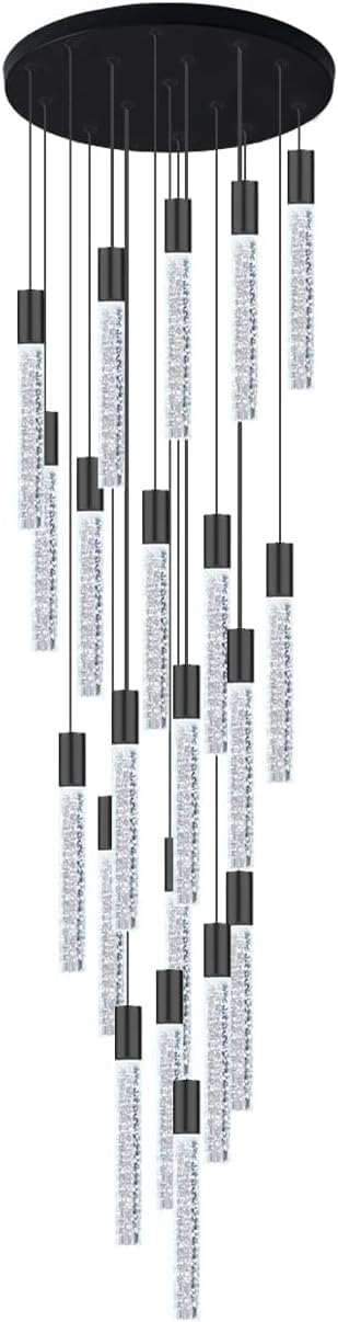 Lampa wisząca LED nowoczesny kryształowy spadek wysoki żyrandol sufitowy oprawa oświetleniowa duża lampa wejściowa wewnętrzne żyrandole oświetleniowe do salonu wejście przedpokój schody