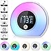 Produktbild Amouhom Lichtwecker, Dimmbares Nachtlicht mit Bluetooth Lautsprecher 3 Alarmtöne, 4 Helligkeit, 5 Farbwechsel, Bettlampe mit LCD Display, Geschenk für Kinder/Freunde