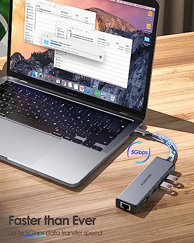 Lention Usb C Hub With Gigabit Ethernet Adapter, 4K Hdmi, 3 Usb 3.0 Dongle For 2023-2016 Macbook Pro 13/14/15/16, New Mac Air & Surface, Chromebook, More, Stable Driver Certified (Cb-C25, Space Gray) #TOP4