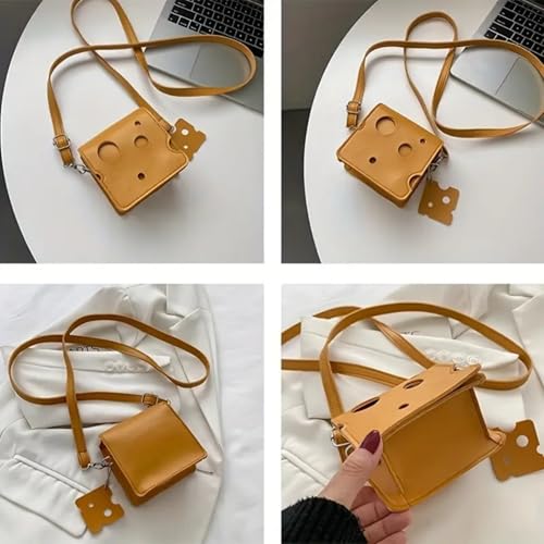 Cheese Shaped Crossbody Bag, Creative Mini Shoulder Bag Women Fashion Handbag Wallet Purse4