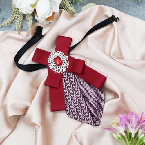 Image of Womens Bow Tie Adjustable Rhinestone Bowtie for Women Ladies Girls Pre-tied Womens Tie for Shirt Suit Uniform