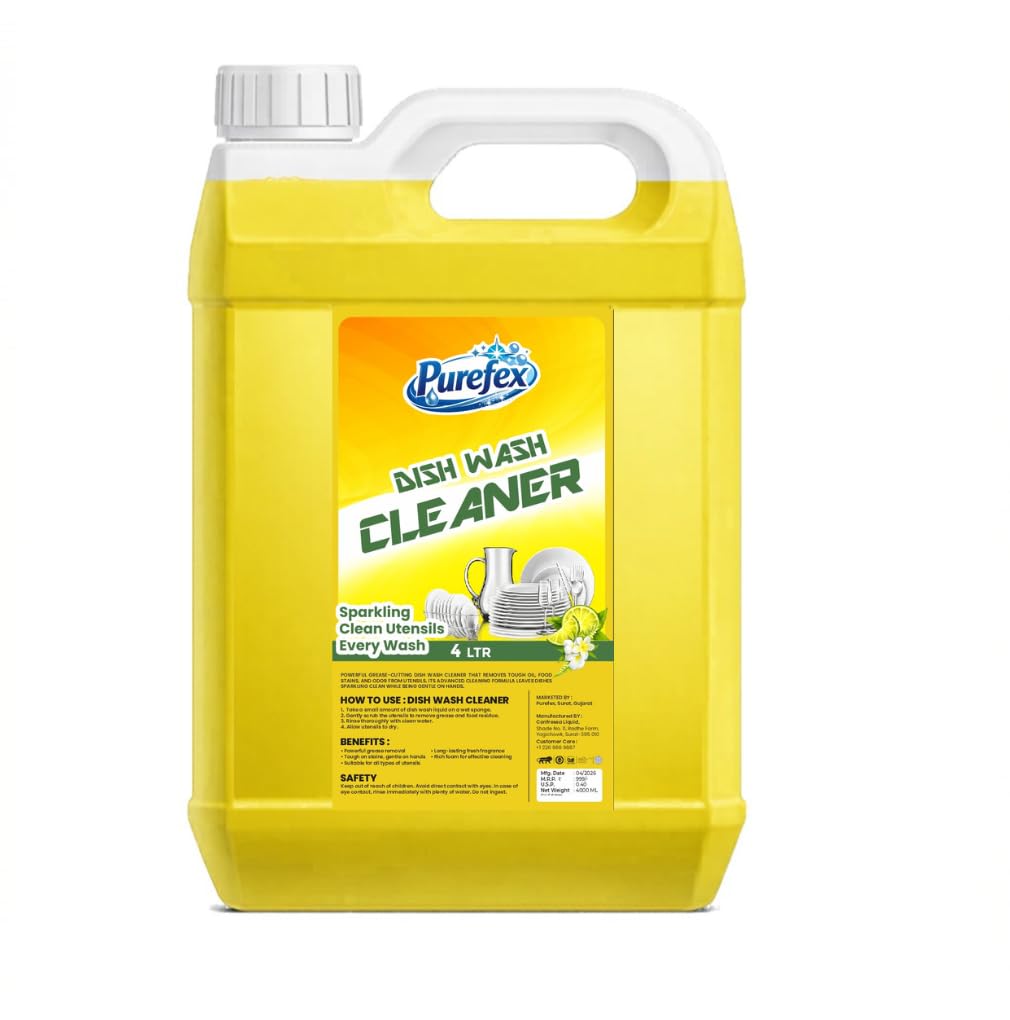 Dishwash Gel Liquid, Powerful Grease Cleaner for Sparkling Clean Dishes, Fresh Lemon Scent (4 L)-picture-27