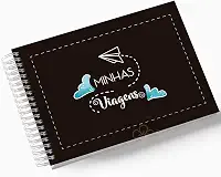 Álbum de Fotos Scrapbook papel Kraft 15x21cm 25 folhas Minhas Viagens