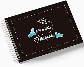 Álbum de Fotos Scrapbook papel Kraft 15x21cm 25 folhas Minhas Viagens
