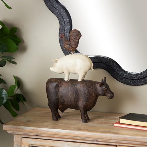 Estatua decorativa de animales de granja de polystone 10x3x14 in miniatura 3