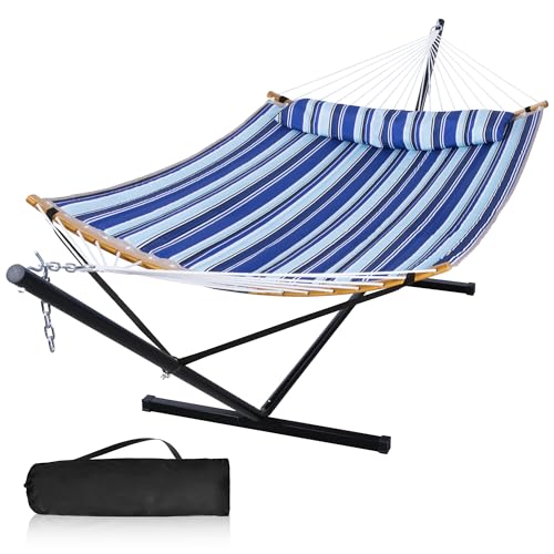 Mansion Home 12 Ft Hammock with Stand for Outside, 2 Person Hammock Freestanding with Curved...