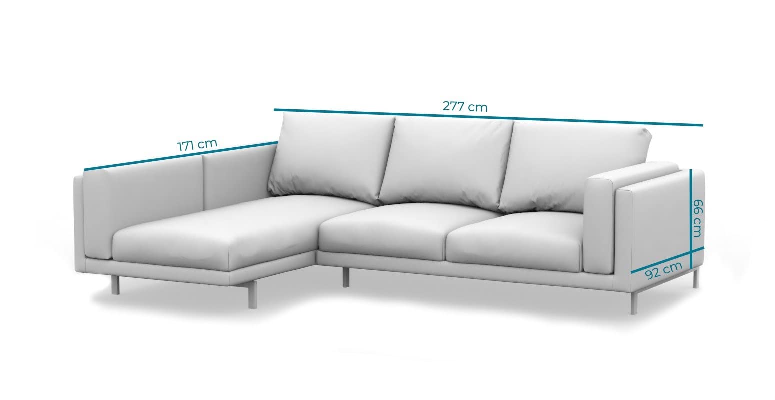 NOCKEBY Housse de rechange pour canapé 2 places avec chaise longue gauche, fabriquée à la main avec canapé NOCKEBY avec chaise longue côté gauche (très résistante – anthracite)