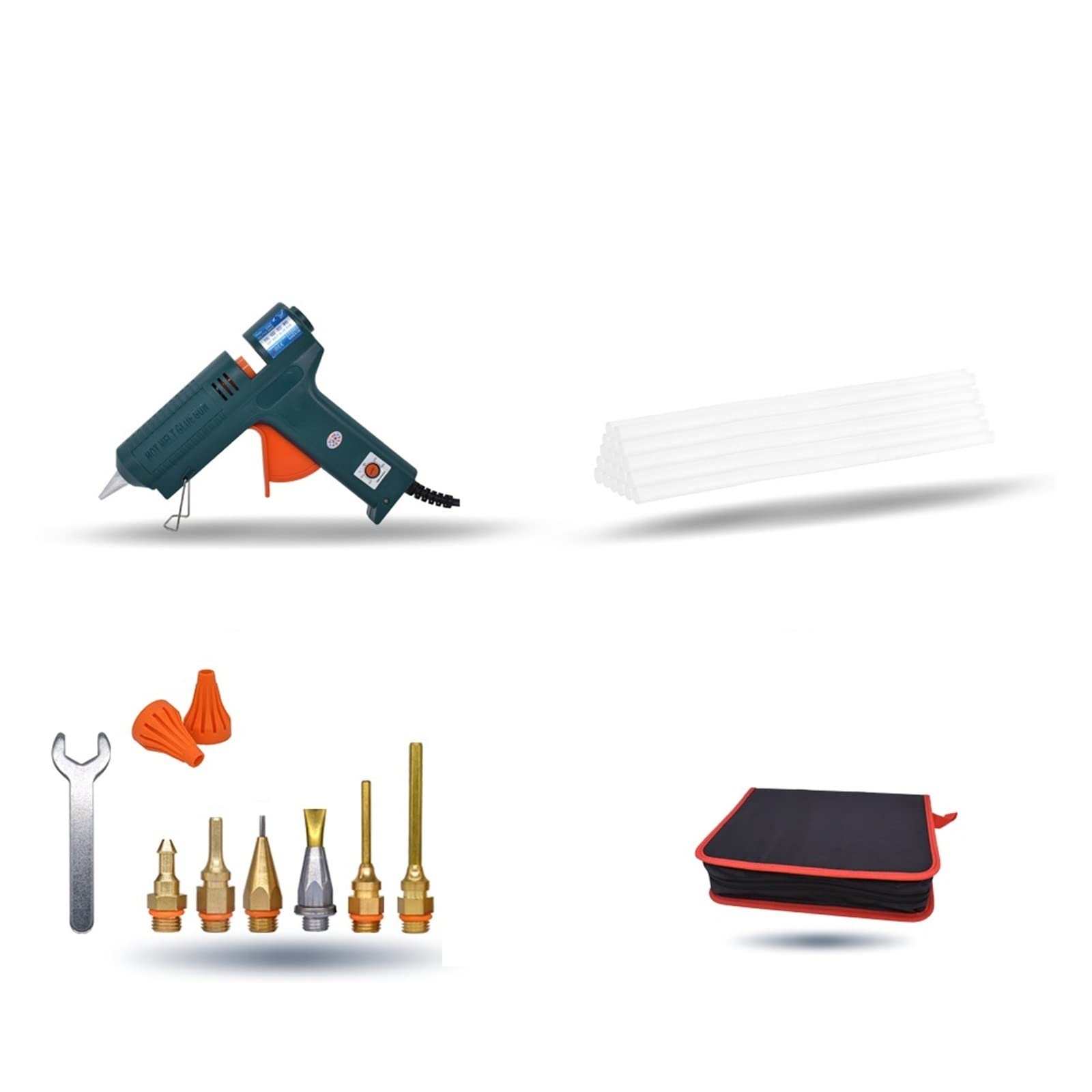 Pistola Silicona Eficiente Pistola de pegamento de fusión en caliente de 150 W, boquilla de cobre, temperatura ajustable, herramienta de reparación de proceso, función de ajuste automático de voltaje