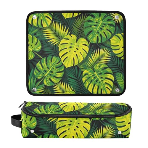 Bolsa de viaje para herramientas de cabello Hot Hair Tools con tapete para plancha resistente al agua y organizador para plancha, accesorios de cuidado capilar hojas de plátano tropical miniatura 3