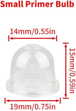 188-12-1 Small Primer Bulb for Echo PB-580H Shindaiwa EB600RT EB633RT T242X Husqn 150BT 130BT 350BT Red Max EBZ8000 EBZ8500 EB7000 Walbro WYA-79 WYA-44 WYA-56 Blower Trimmer Carburetor