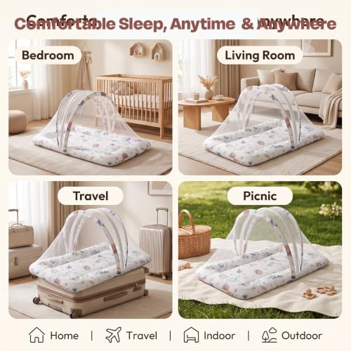 Image of StarAndDaisy 3 in 1 Baby Mosquito net for Sleeping, Mosquito net for Newborn Baby with Soft and Comfortable Bed.