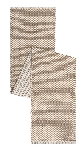 Image of The Home Talk Handwoven Cotton 4-6 Seater Table Runner - White Design - Eco-Friendly, Textured, Durable for Dining Table, Coffee Table, Console - 13x72 Inches
