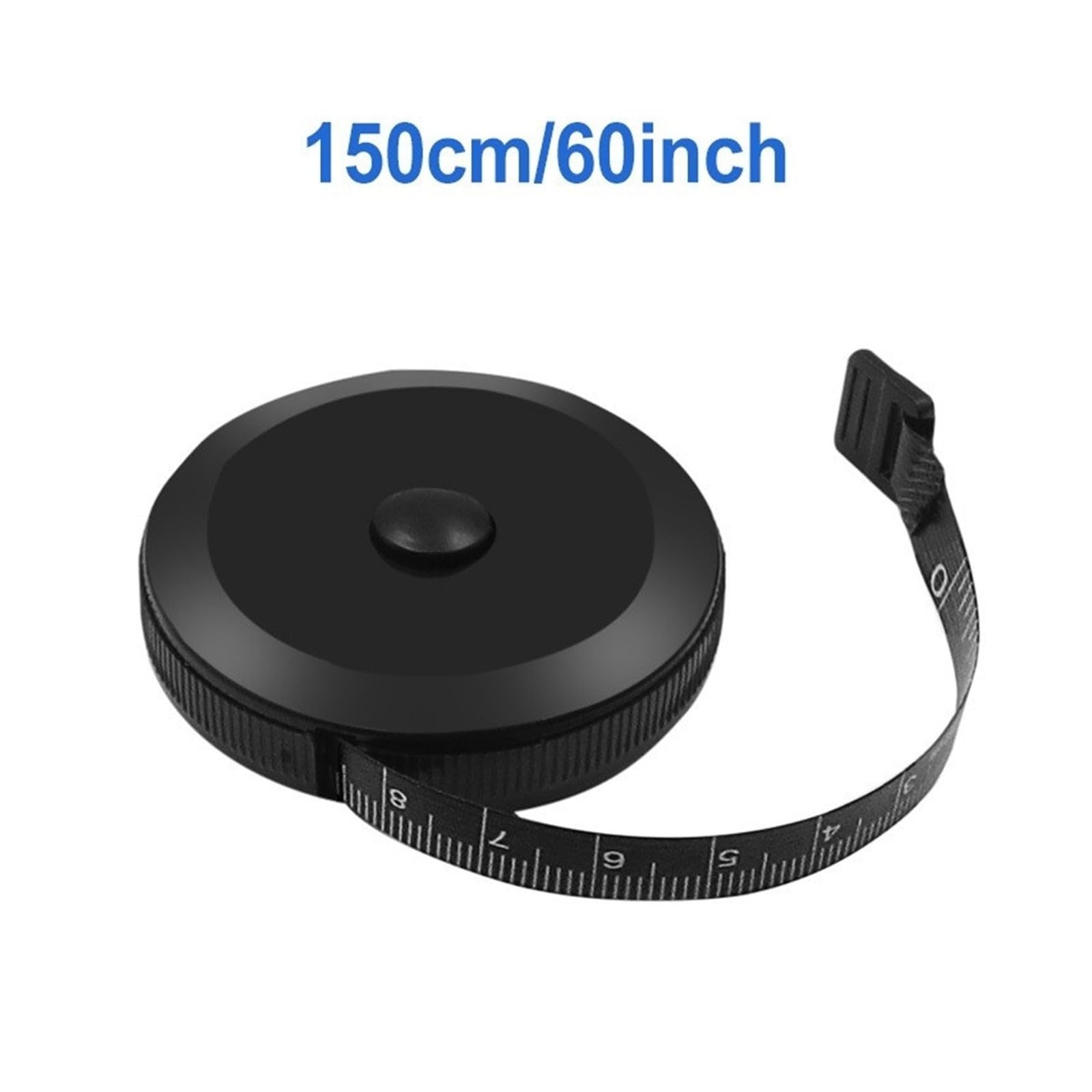 Cinta retráctil de 150 cm / 60in, tamaño portátil, color blanco y negro