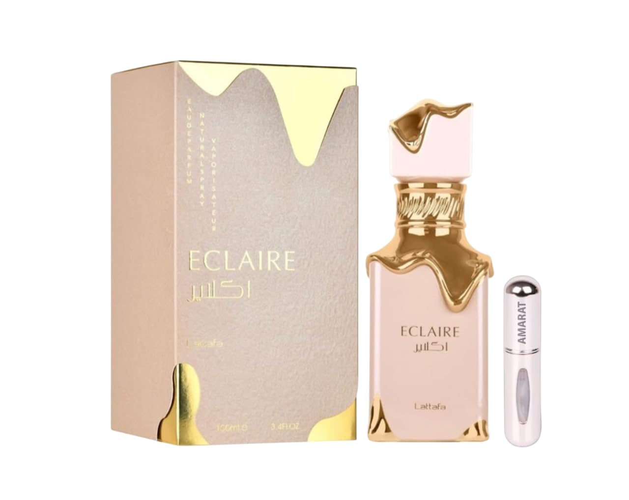 Eclaire Eau da Parfum, 100 ml, arabisches Parfüm für Damen, lange Haltbarkeit, Import aus Dubai, inklusive nachfüllbarem Zerstäuber, 5 ml, blumiger und süßer Duft (Eclaire)