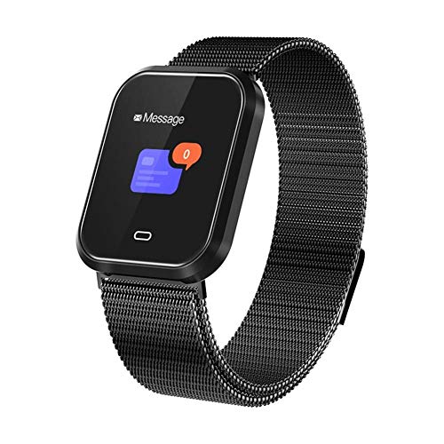 Febelle Reloj Inteligente Pulsera IP67 Impermeable Gimnasio Presin Arterial Oxgeno Ritmo Cardaco Deportes Rastreador Compatible Android iOS Estilo de Acero Negro