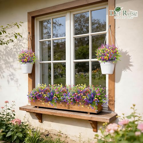 Der Rose 24 Bundles UV Resistant Fake Flowers Artificial Flowers for Outdoors for Garden Patio Porch Window Box Decor image 8